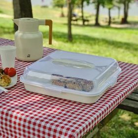 Karaca Container Rocca Krem Kare Pasta Taşıma Fanusu
