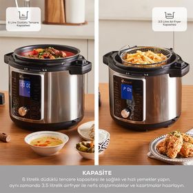 Karaca Cooker 2in1 6 lt Elektrikli Düdüklü Tencere ve Airfryer