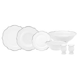 Karaca Daisy Platinium Wave Shape Bol Kaseli 27 Parça 6 Kişilik Porselen Yemek Takımı