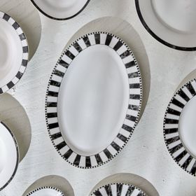 Karaca Damalı 35 cm Büyük Kayık Tabak