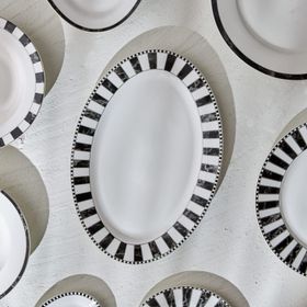 Karaca Damalı 35 cm Büyük Kayık Tabak