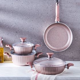 Karaca Dream Bio Pembe Granit 7 Parça Tencere Seti
