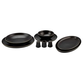 Karaca Elara Matte Black New Bone 12 Kişilik 57 Parça Yemek Takımı