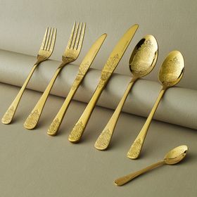Karaca Elegance Bellatrix 84 Parça 12 Kişilik Gold Çatal Kaşık Bıçak Takımı
