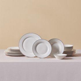 Karaca Elegance Bone Rebeca 24 Parça 6 Kişilik Platin Yemek Takımı