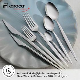 Karaca Elegance New Thor V2 Platin 12 Kişilik 84 Parça Çatal Kaşık Bıçak Takımı