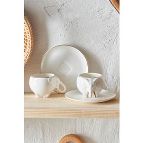 Karaca Fil 2 Kişilik 90 ml Porselen Kahve Fincan Takımı