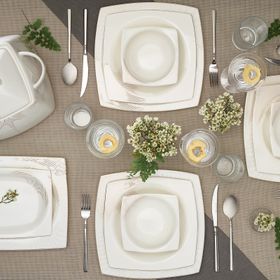 Karaca Fine Bone New Together Alone Gold Kare 12 Kişilik 60 Parça Yemek Takımı