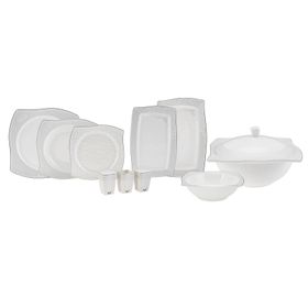 Karaca Fine Bone Tiara Platin 60 Parça 12 Kişilik Kare Yemek Takımı