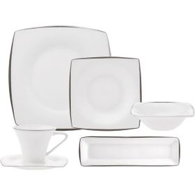 Karaca Fine Pearl Agate Platin Kare 26 Parça 6 Kişilik Kahvaltı Takımı