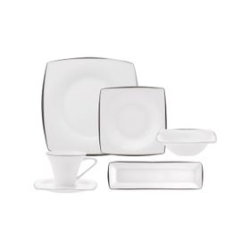 Karaca Fine Pearl Agate Platin Kare 26 Parça 6 Kişilik Kahvaltı Takımı