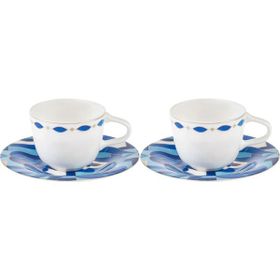 Karaca Fine Pearl Azur 2 Kişilik 100 ml Mavi Kahve Fincan Takımı