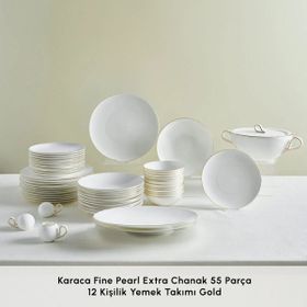Karaca Fine Pearl Extra Chanak Gold 55 Parça 12 Kişilik Yemek Takımı