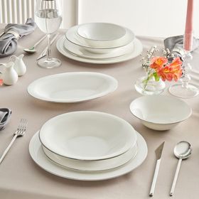 Karaca Fine Pearl Fame 55 Parça 12 Kişilik Platin Yemek Takımı