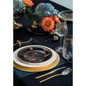 Karaca Fine Pearl Grace Black 62 Parça 12 Kişilik Yemek Takımı
