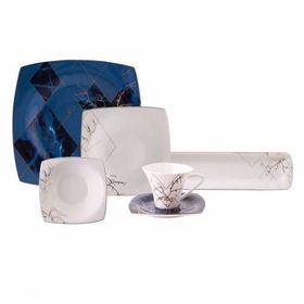 Karaca Fine Pearl Kare Midnight 62 Parça 12 Kişilik İnci Yemek Takımı