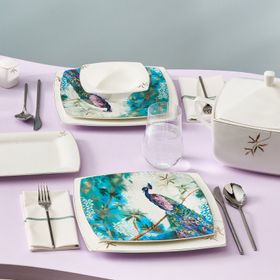 Karaca Fine Pearl Pavo Kare 62 Parça 12 Kişilik Yemek Takımı