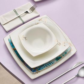 Karaca Fine Pearl Pavo Kare 62 Parça 12 Kişilik Yemek Takımı