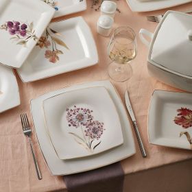 Karaca Fine Pearl Revive Kare İnci 62 Parça 12 Kişilik Yemek Takımı