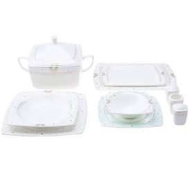 Karaca Fine Pearl Sole Kare 12 Kişilik 62 Parça Yemek Takımı