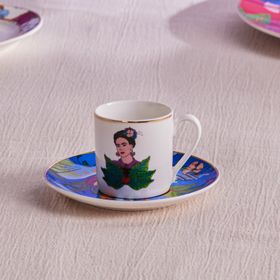 Karaca Frida Mavi 90 ml Çay Fincanı ve Tabağı