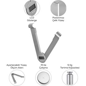 Karaca Gastro Scale 1001 Ekranlı Inox 5 kg Mutfak Tartısı