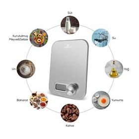 Karaca Gastro Scale 1004 Self Power Kinetik Enerjili Ekranlı Inox 5 kg Mutfak Tartısı