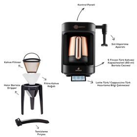 Karaca Hatır Barista Pro Konuşan Rosegold Cappuccino ve Türk Kahvesi Makinesi