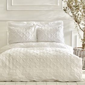 Karaca Home 200.22.01.0113 Castello %100 Pamuk Çift Kişilik Puntolu Beyaz Nevresim Takımı