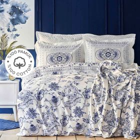 Karaca Home Amar Pamuk Mavi Çift Kişilik Nevresim Takımı