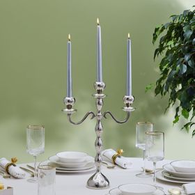 Karaca Home Arlen 3'lü Silver 38x29 cm Şamdan