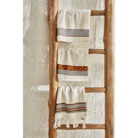 Karaca Home Arslantepe Ekru 30x50 cm Jakar 3'lü Havlu Set