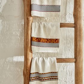 Karaca Home Arslantepe Ekru 30x50 cm Jakar 3'lü Havlu Set