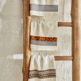 Karaca Home Arslantepe Ekru 30x50 cm Jakar 3'lü Havlu Set