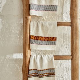 Karaca Home Arslantepe Ekru 30x50 cm Jakar 3'lü Havlu Set