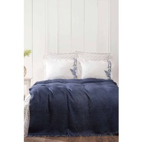 Karaca Home Bambu Koyu Mavi Çift Kişilik Battaniye Set