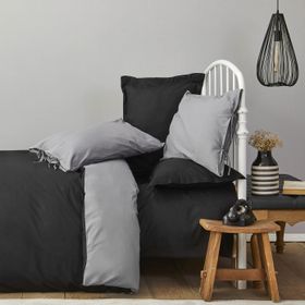 Karaca Home Basic %100 Pamuk Çift Taraflı Siyah Koyu Gri Çift Kişilik Nevresim Takımı