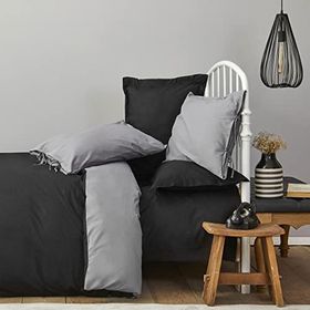 Karaca Home Basic %100 Pamuk Çift Taraflı Siyah Koyu Gri Çift Kişilik Nevresim Takımı