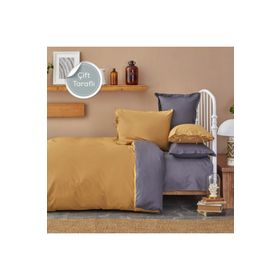 Karaca Home Basic %100 Pamuk Hardal Antrasit Çift Taraflı Çift Kişilik Nevresim Takımı