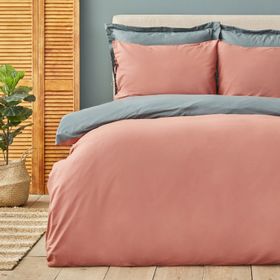 Karaca Home Basic %100 Pamuk Terecota Petrol Çift Taraflı Tek Kişilik Nevresim Takımı