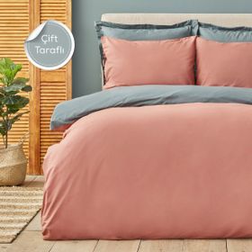 Karaca Home Basic %100 Pamuk Terecota Petrol Çift Taraflı Tek Kişilik Nevresim Takımı