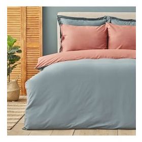 Karaca Home Basic %100 Pamuk Terecota Petrol Çift Taraflı Tek Kişilik Nevresim Takımı