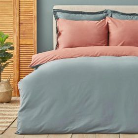 Karaca Home Basic %100 Pamuk Terecota Petrol Çift Taraflı Tek Kişilik Nevresim Takımı
