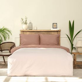 Karaca Home Basic Çift Taraflı Bej Kahve Çift Kişilik Nevresim Takımı