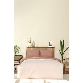 Karaca Home Basic Çift Taraflı Bej Kahve Çift Kişilik Nevresim Takımı