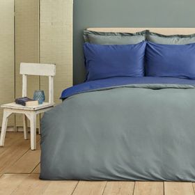 Karaca Home Basic Gri Indigo Çift Taraflı Çift Kişilik Nevresim Takımı