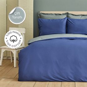 Karaca Home Basic Gri Indigo Çift Taraflı Tek Kişilik Nevresim Takımı