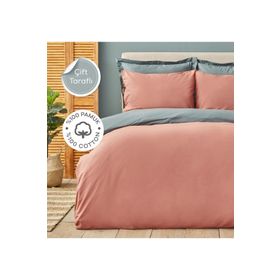 Karaca Home Basic Terecota %100 Pamuk Petrol Çift Taraflı Çift Kişilik Nevresim Takımı
