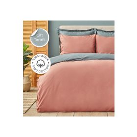 Karaca Home Basic Terecota %100 Pamuk Petrol Çift Taraflı Çift Kişilik Nevresim Takımı