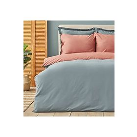 Karaca Home Basic Terecota %100 Pamuk Petrol Çift Taraflı Çift Kişilik Nevresim Takımı